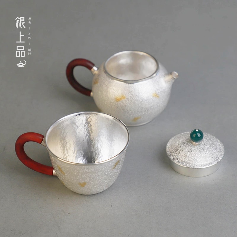 Silver Teapot Teacup Set