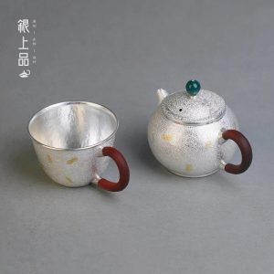 Silver Teapot Teacup Set